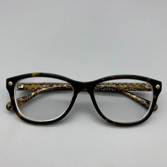 Coach HC6095 Dark Tortoise with Gold Signature C Full Rim Glasses Coach HC6095 5394 Dark Tortoise Gold Sig C Cat Eye Womens  main image 2